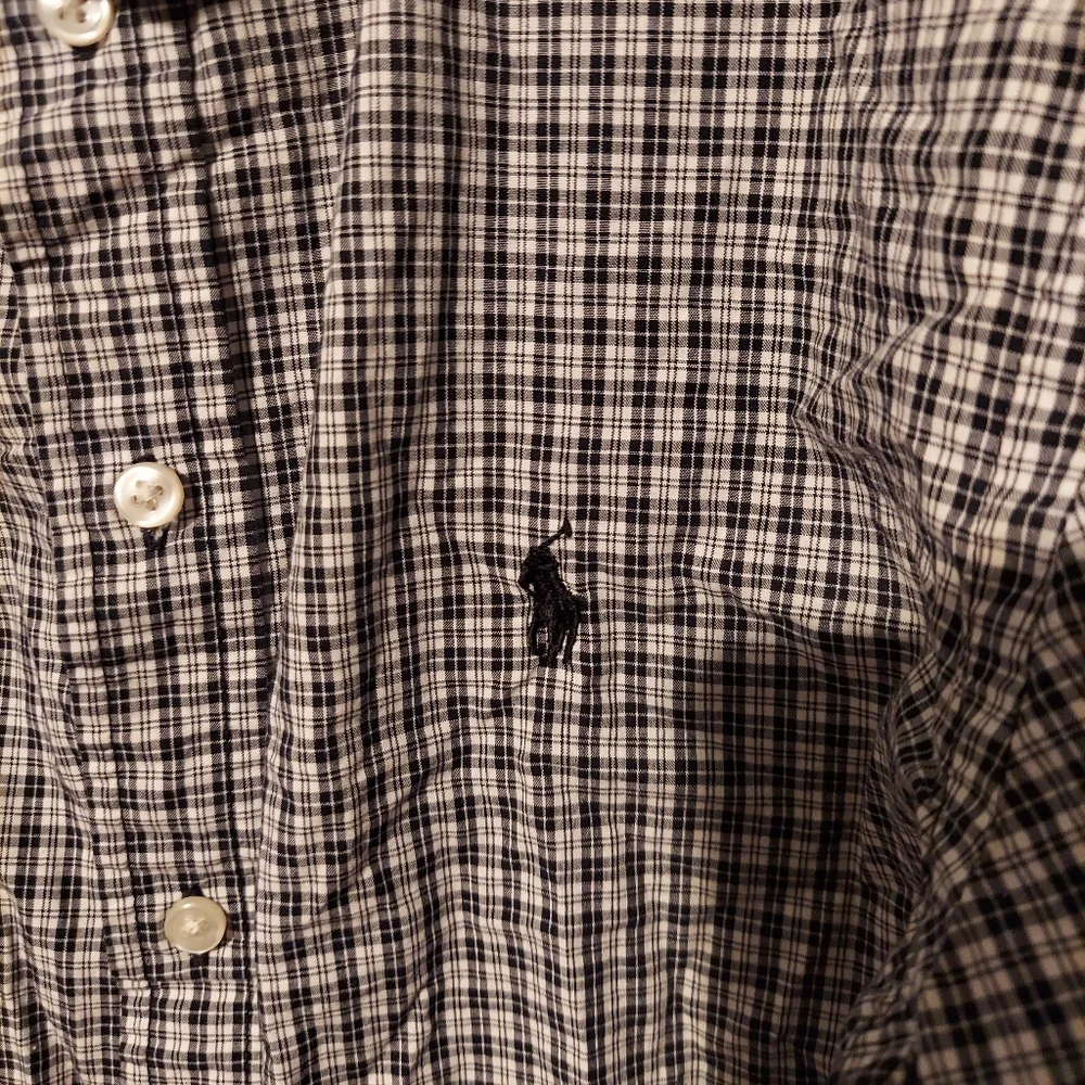 Ralph Lauren Boy's Plaid Shirt Large 14-16 Black Long Sleeve Button Down Preppy